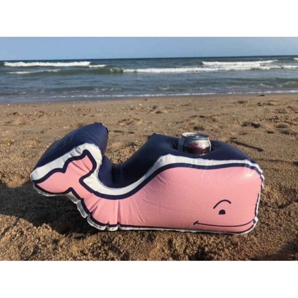 Vineyard Vines For Target Inflatable Whale Drink Holder Pool Float Black NIB